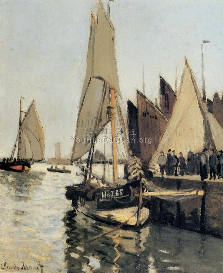 Sailing Boats at Honfleur - 克劳德·莫奈